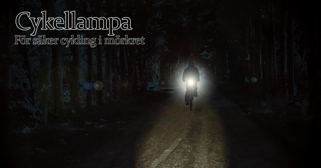 Cyklist med stark cykellampa cyklar i mörkret